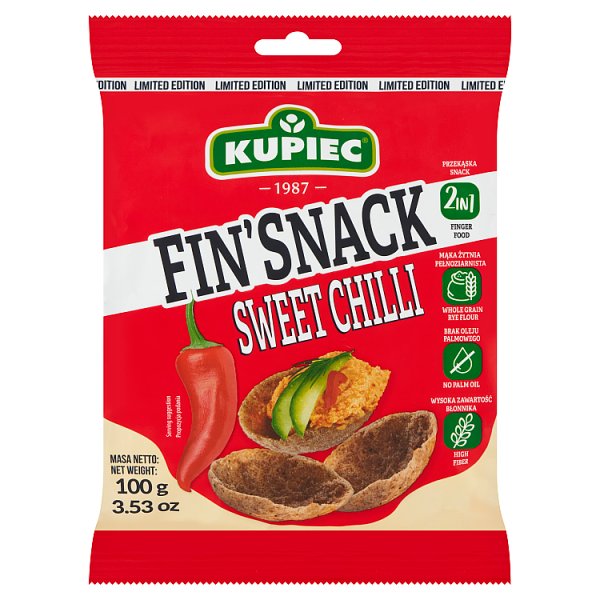 Kupiec Fin'Snack Snacki żytnie o smaku słodkiego chili 100 g