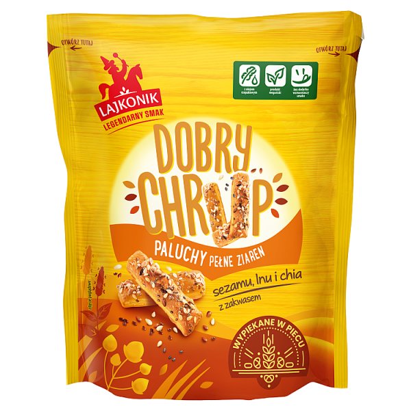 Lajkonik Dobry Chrup Paluchy pełne ziaren sezamu lnu i chia 100 g