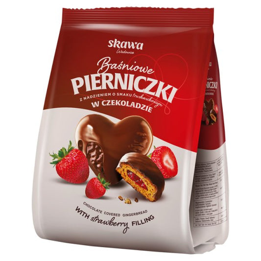 Wadowice Skawa Pierniczki w czekoladzie baśniowe z nadzieniem o smaku truskawkowym 150 g