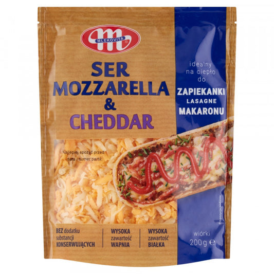 Mlekovita Ser mozzarella & cheddar wiórki 200g