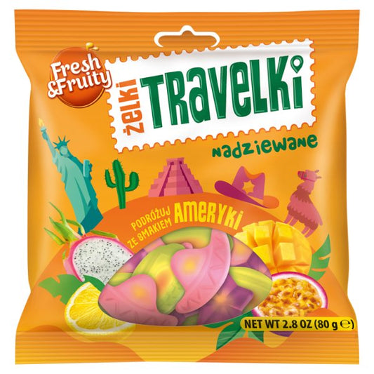 Fresh & Fruity Żelki travelki nadziewane smaki Ameryki 80 g